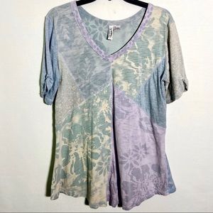 Hand painted Winter Sun mixed media print top med